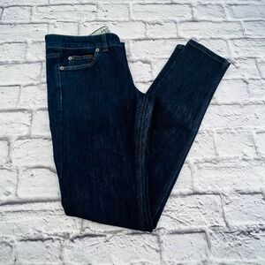 Lands End Canvas 1963 Super Slim Fit Dark Wash Indigo Denim Jeans Womens 28